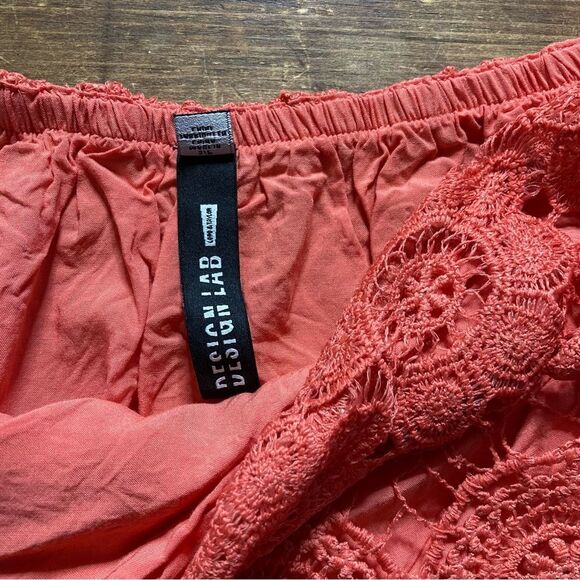 Lord & Taylor Design Lab Lace Coral Off Shoulder Sleeve Small Crop Top - Picture 4 of 10